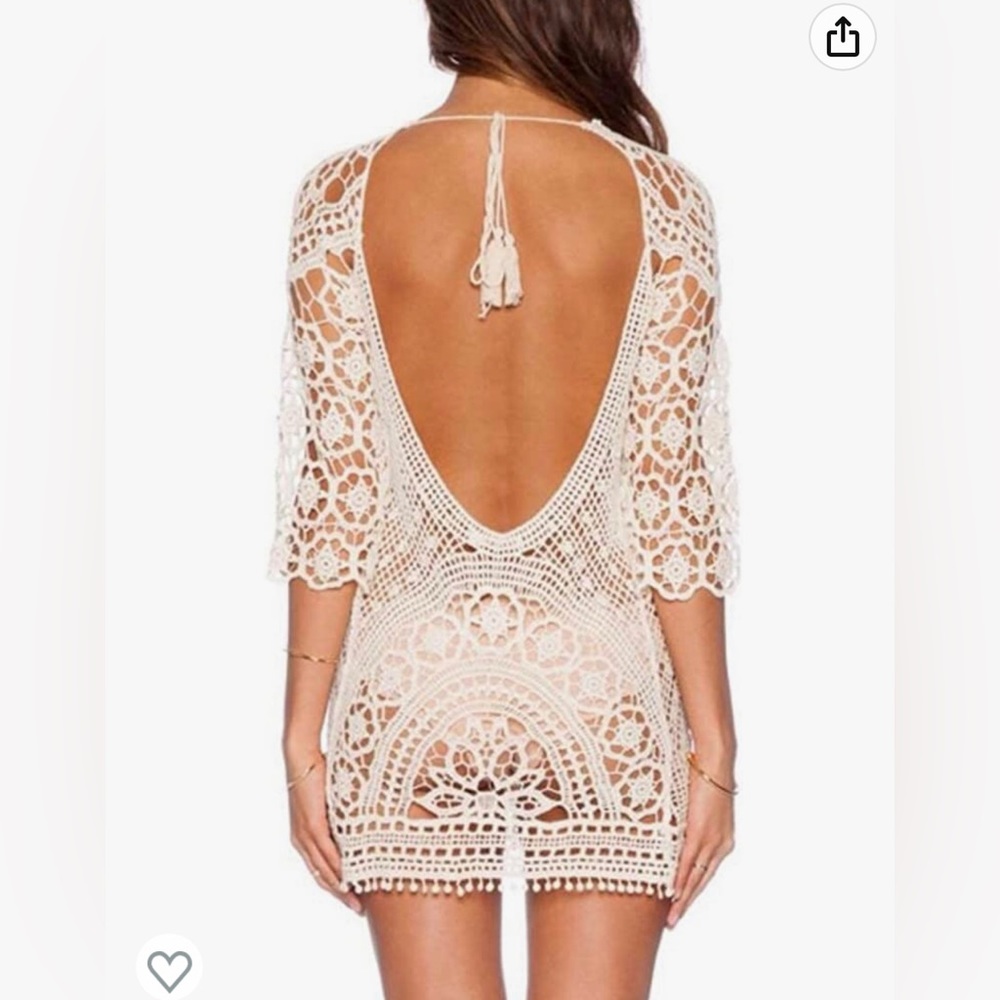 Crochet swimsuit coverup white